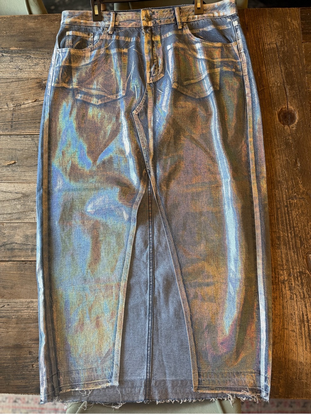 Forever 21 Light Blue Denim Skirt with Front Slit